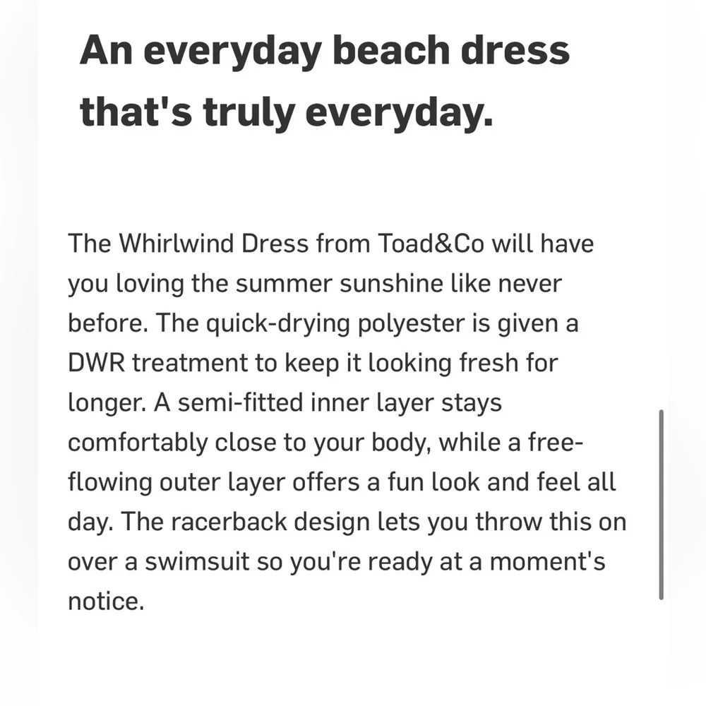 Toad & Co Whirlwind‎ Storm Grey Mallorca Athletic Layered Tank Dress UPF 40+ - Picture 11 of 15